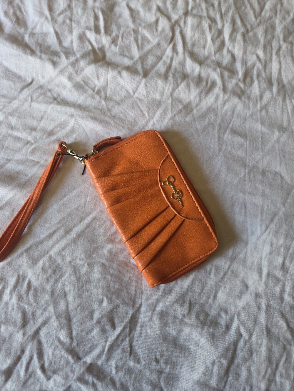 Orange Wristlet Card Holder Wallet - Women's Bag